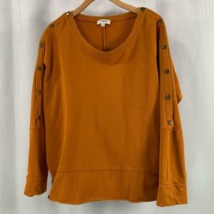 Umgee Rust Orange Snap Long Sleeve Shirt Casual Adjustable Women’s Size L